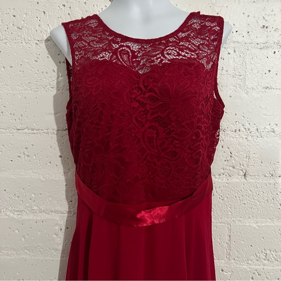 Bery Love Womens Dress XL Red Lace Lined Zip Back Sleeveless Tie Waist NEW AC7 - Picture 2 of 5
